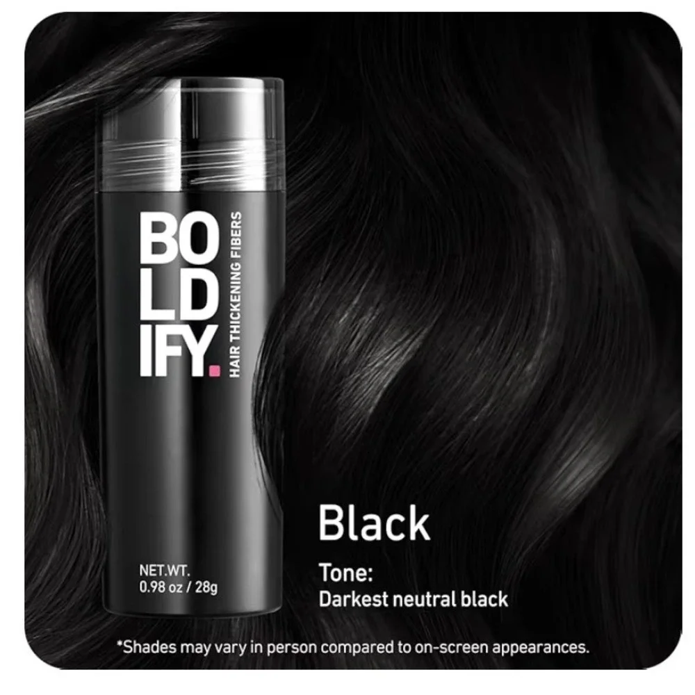 Boldify Hair Thickening Fibers Black 28g 0.98oz Instant Coverage for Thin Hair